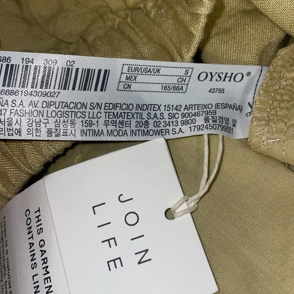 OYSHO Women’s Sz Small Linen Blend Shorts Pull On Light Yellow New NWT - Picture 2 of 5